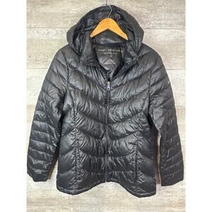 Andrew Marc New York Packable Black Down Puffer Jacket W/Hood Womens Medium
